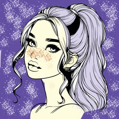 realistic girl with a ponytail on her hair and lips