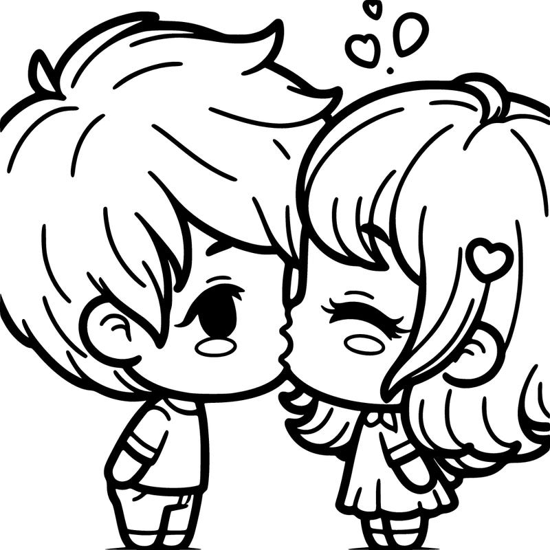 a cute boy with a cute girl and kissing