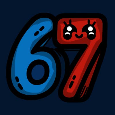 the numbers 67