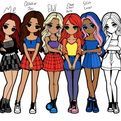 a group of girls realistic