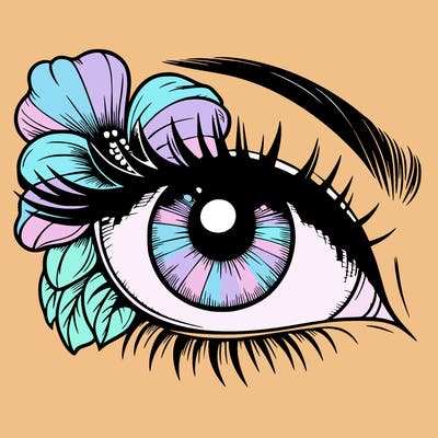 realistic eye with flower