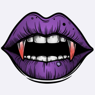lips with vampire teeth