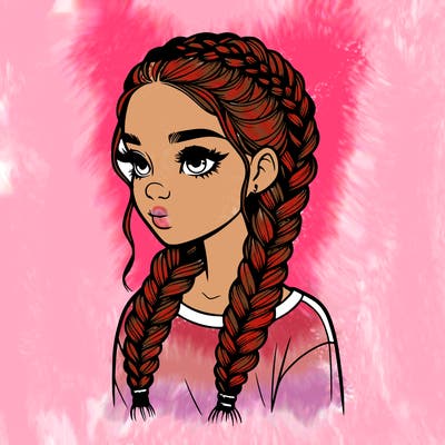realistic girl with braids