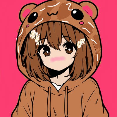 anime cute girl with hoodie
