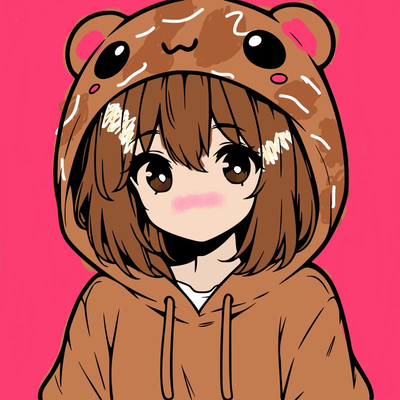 anime cute girl with hoodie