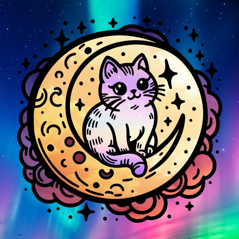 cat on the moon tattoo