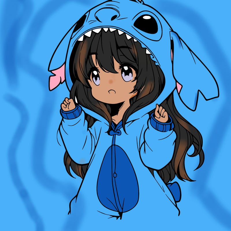 anime girl in a stitch onsie