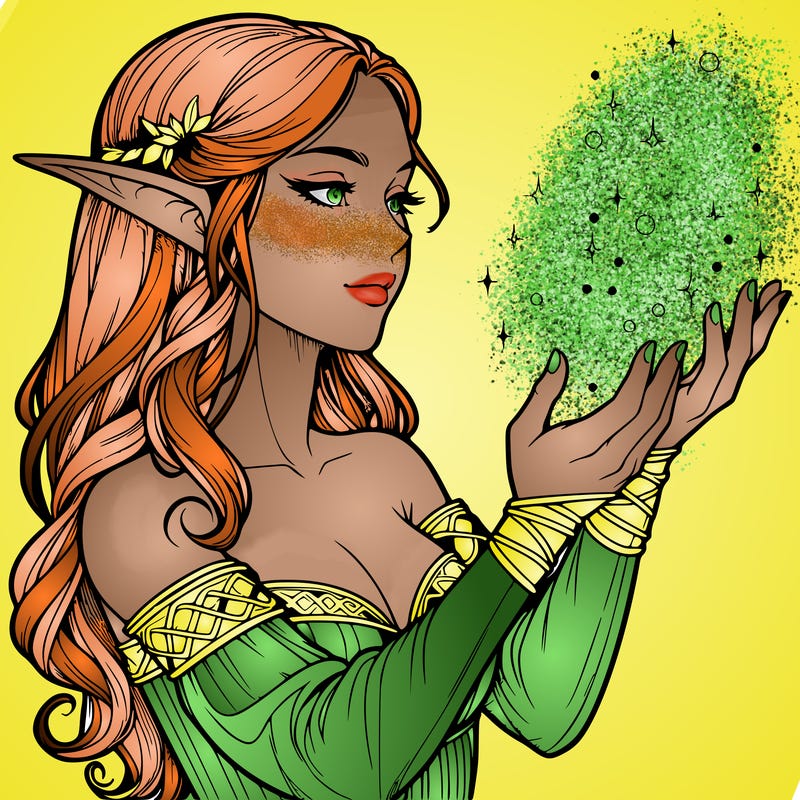 realistic elf girl doing magic