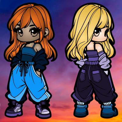 girl in crop top and baggy pants