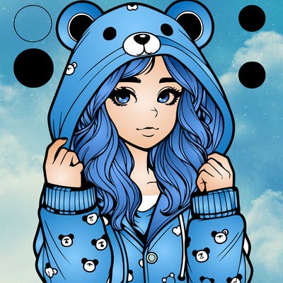 realistic girl in a animal pjs hoodie