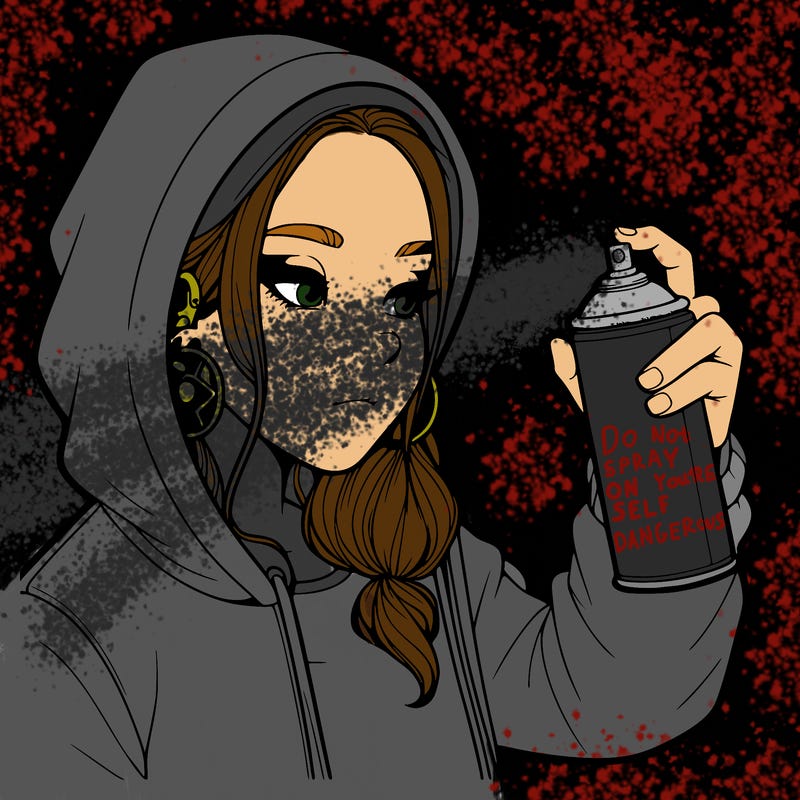 a realistic girl, spray painting