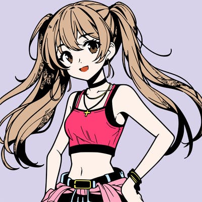 anime girl wearing crop top