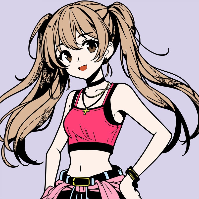 anime girl wearing crop top