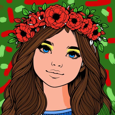 realistic girl with flower crown