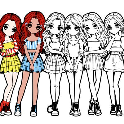 a group of girls realistic