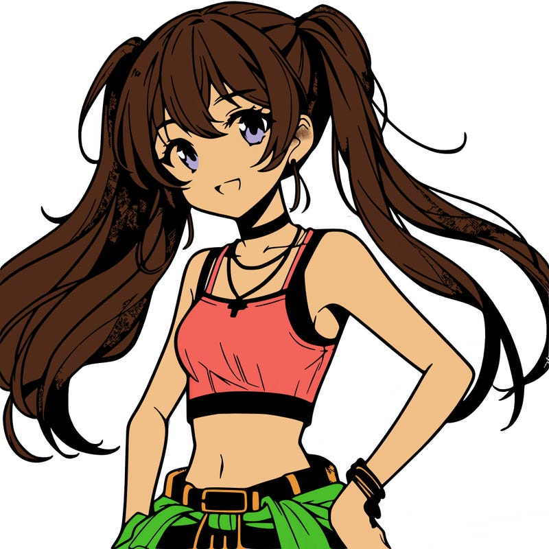 anime girl wearing crop top