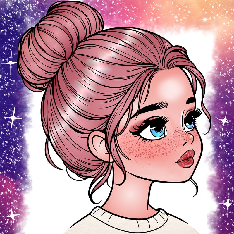 realistic girl with bun