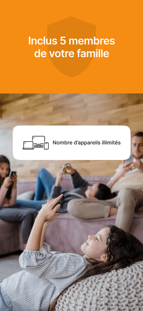 FranceVerif - A family using multiple smartphones and tablets at home with FranceVerif security app protection for five members and unlimited devices.