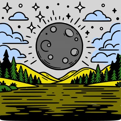 moonlight shining on a lake