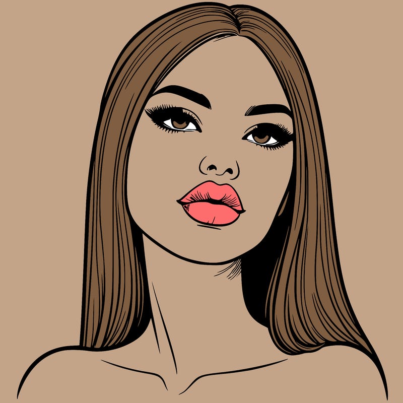 realistic woman with full lips