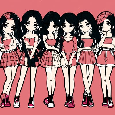 a group of girls realistic