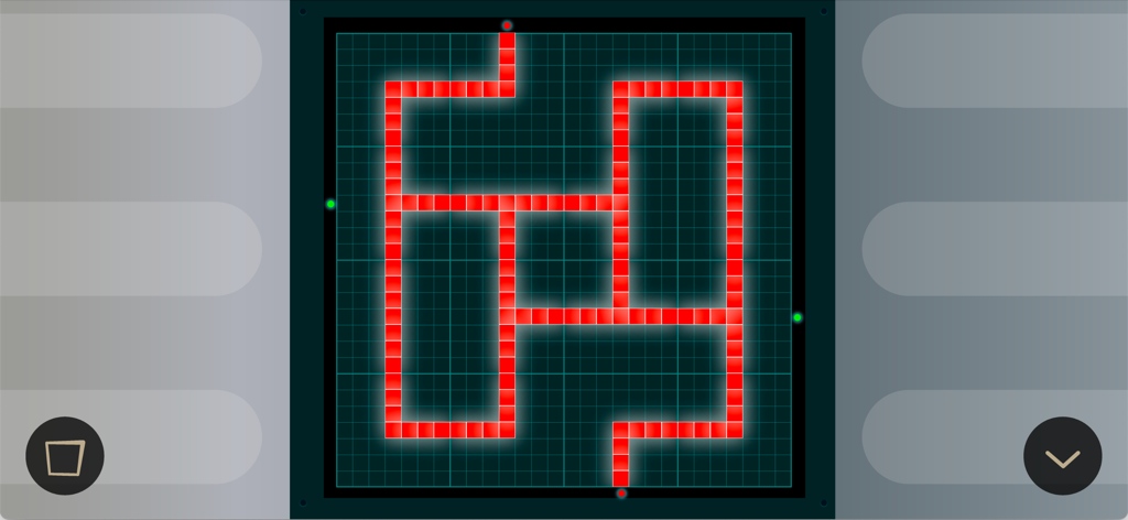 Um quebra-cabeça de caminho vermelho brilhante em uma grade digital escura na Beast of Bodkin Hall.