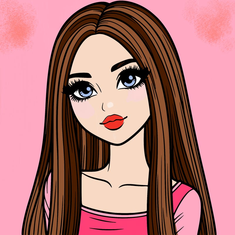 realistic girl with straight and long hair
