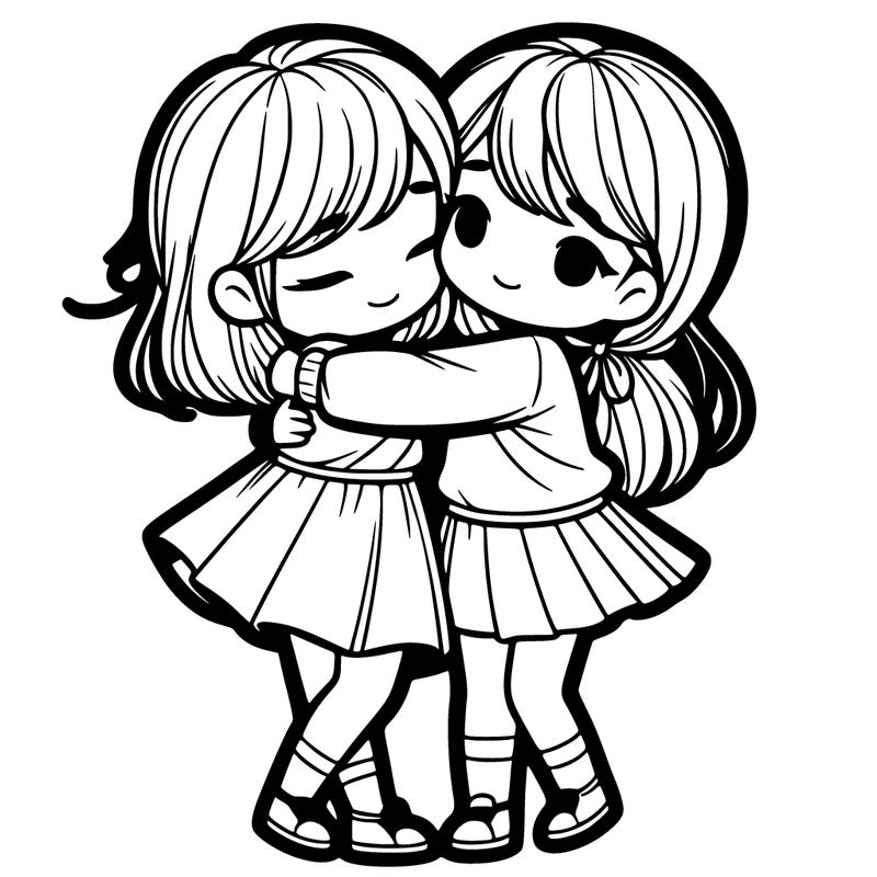 realistic girls hugging