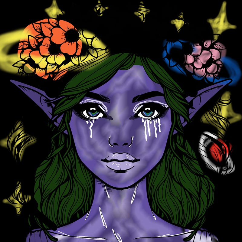 realistic female elf with flower crown