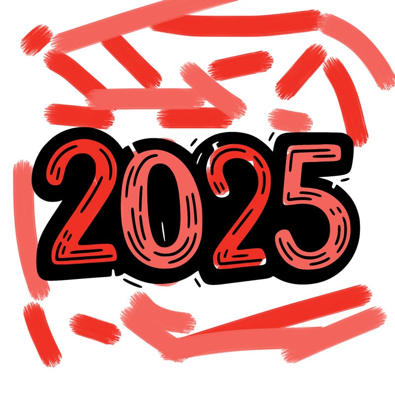 one line scrawled numbers sketch design “2025”