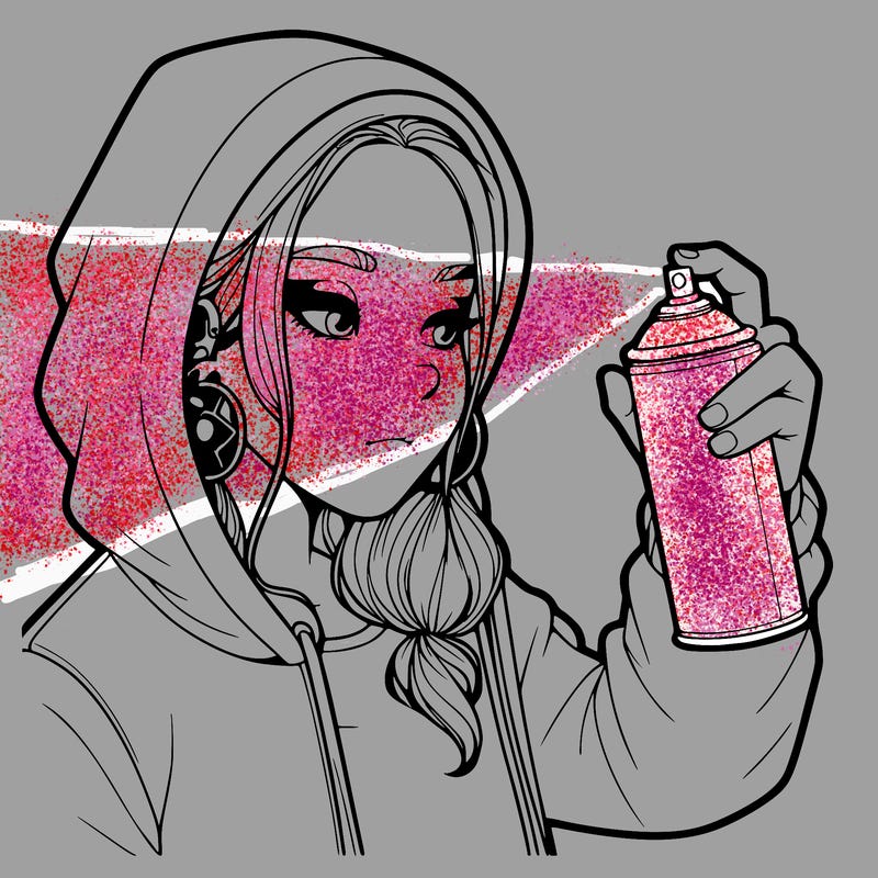 a realistic girl, spray painting