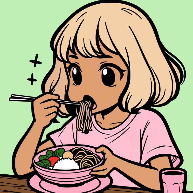 a girl eating food