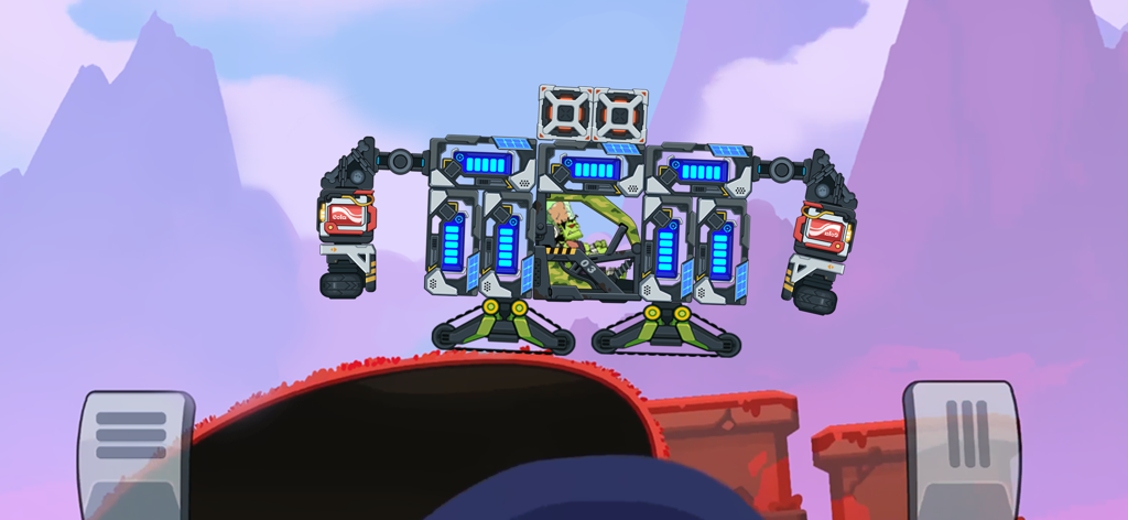 Battle Climb Racing - A custom built mechanical vehicle with solar panels and tracks climbing a red hill on an alien planet