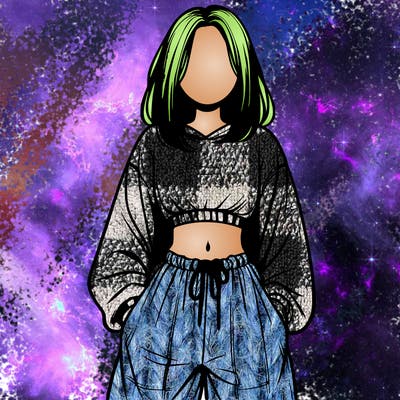 realistic girl faceless with baggy pants and a crop top