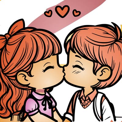 boy and girl kissing