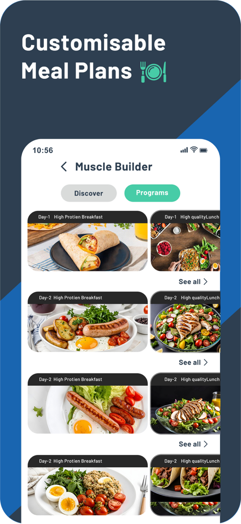 Rony: Muscles Fitness Training - Customisable meal plans and high protein diet programs in the Rony Muscles Fitness Training app