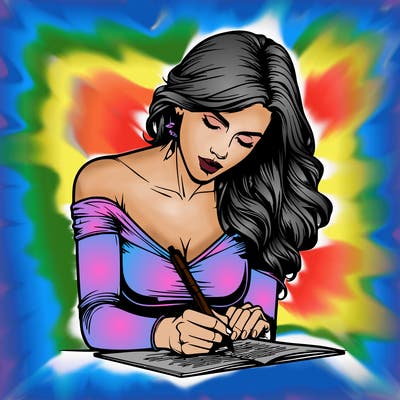 realistic female writing poetry