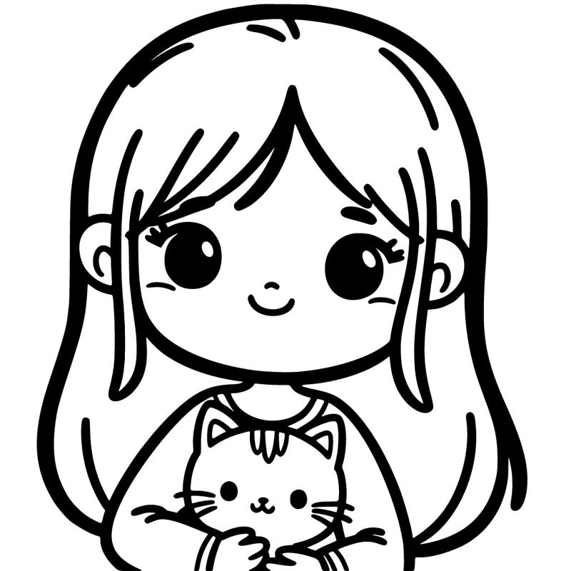 girl holding a cat