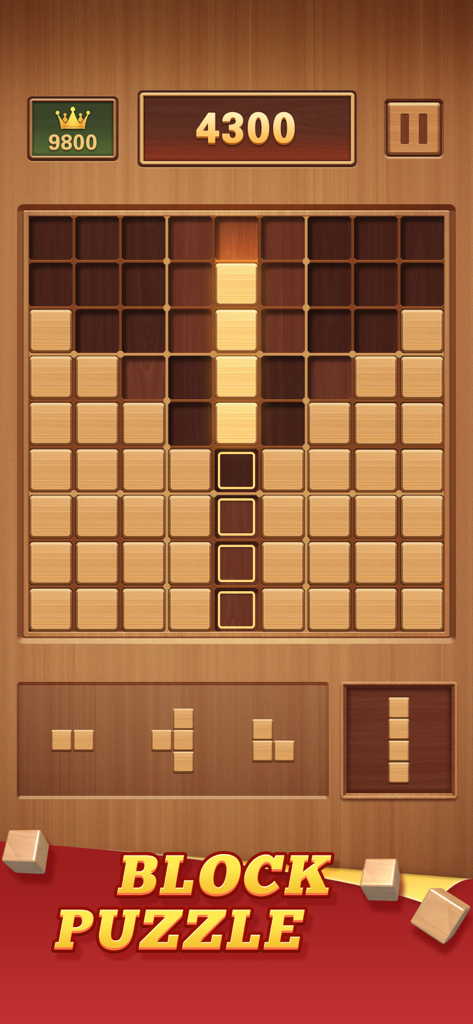 Wood Block 99 - Sudoku Puzzle - Un juego de rompecabezas de bloques estilo madera que presenta una cuadrícula de sudoku de nueve por nueve con varias piezas de madera y pantalla de puntuación
