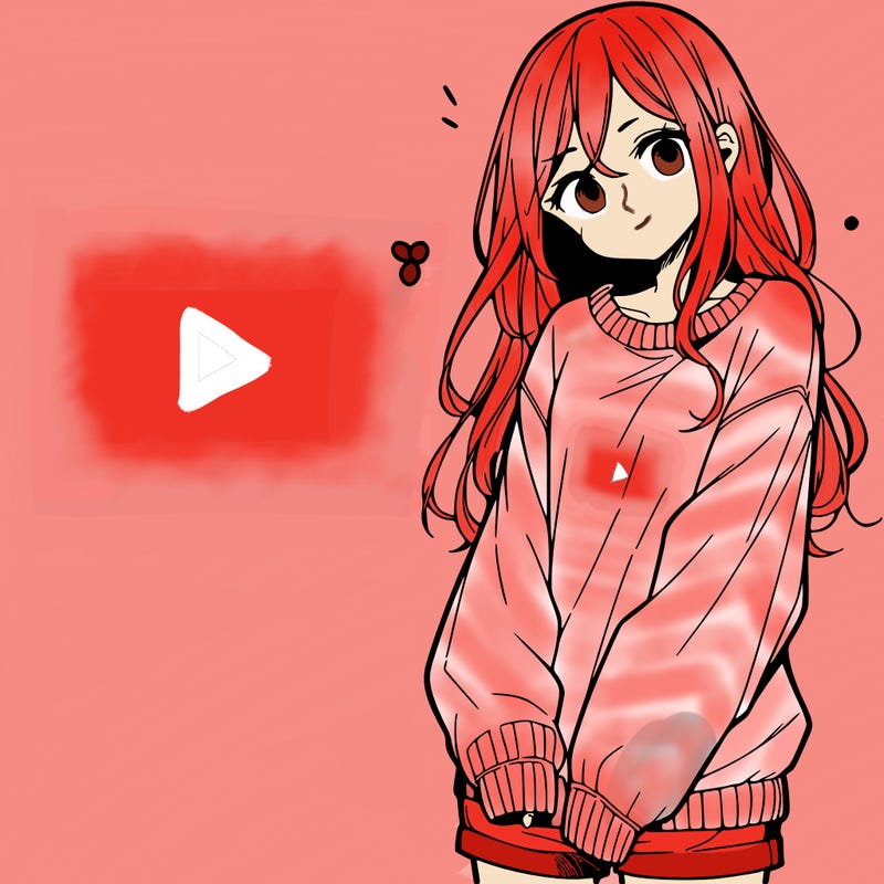 manga teen girl  in a sweater and baggy pants