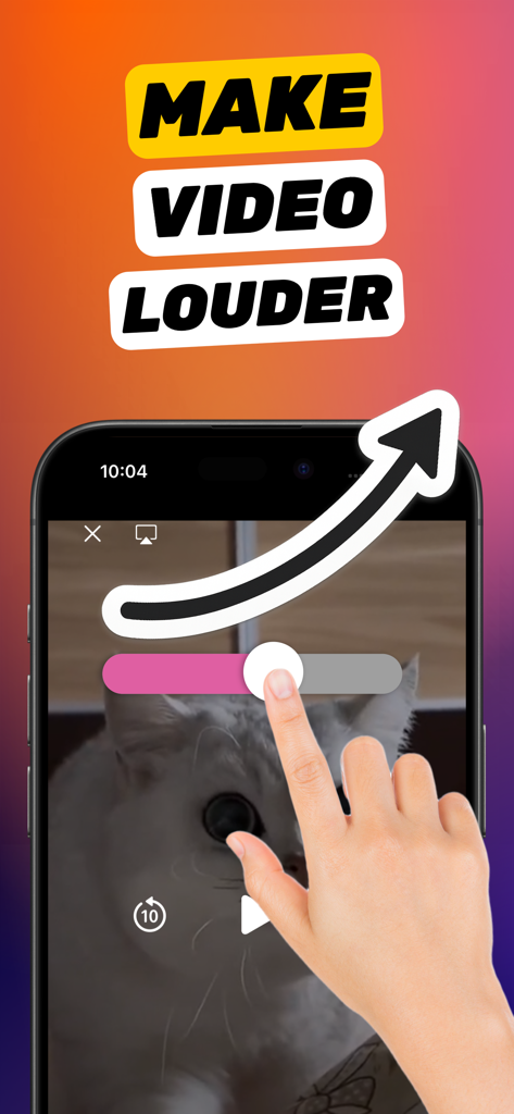 Increase Volume Sound - Main faisant glisser une barre de volume sur un iPhone pour augmenter le son d'une vidéo