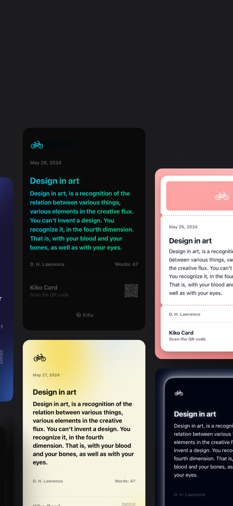 Kiko Card:Text Post & Carousel - A variety of minimalist and aesthetic social media text post templates created with Kiko Card.