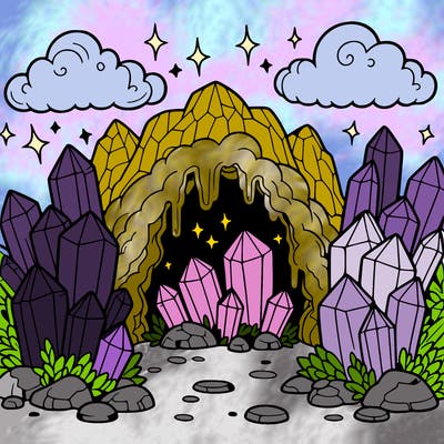 a cave with magic crystals
