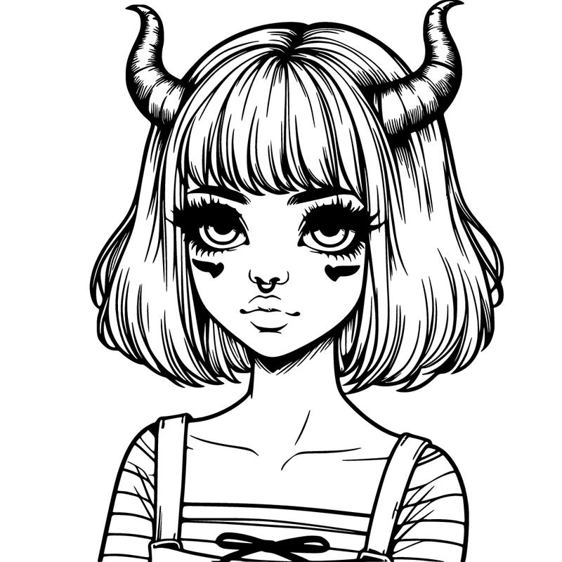 realistic girl with horns