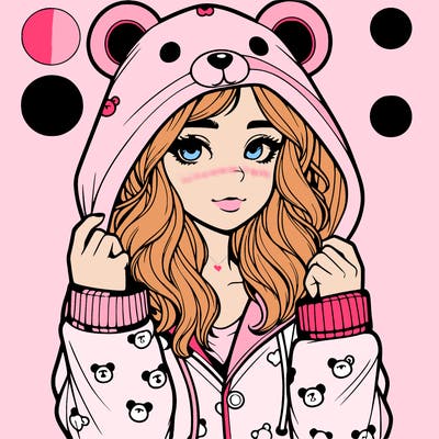 realistic girl in a animal pjs hoodie