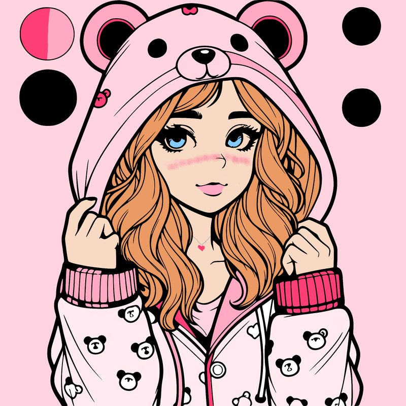 realistic girl in a animal pjs hoodie