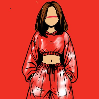 realistic girl faceless with baggy pants and a crop top