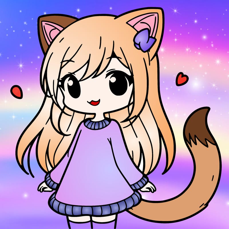 girl with cat ears and tail