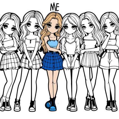 a group of girls realistic