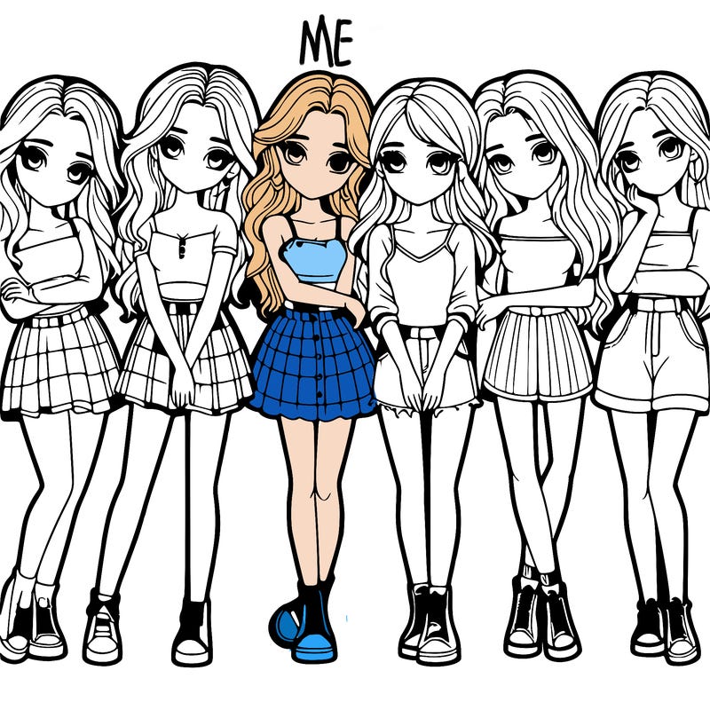 a group of girls realistic